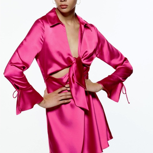 Zara Satin Effect Mini Dress‎ Fushia. Blogger fave.NWT💃🏻🔥